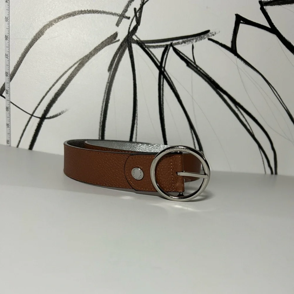 Michael Kors Brown Leather Belt with Silver Buckle, Reversible - Picture 2 of 7